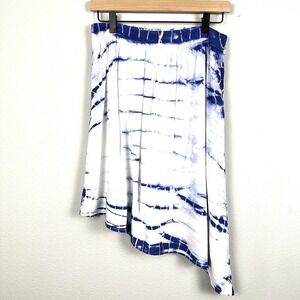 HD in PARIS Skirt Size 2 Blue White Tie Dye Asymmetrical Hem Boho